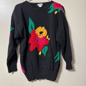 Vintage floral sweater with bright colors